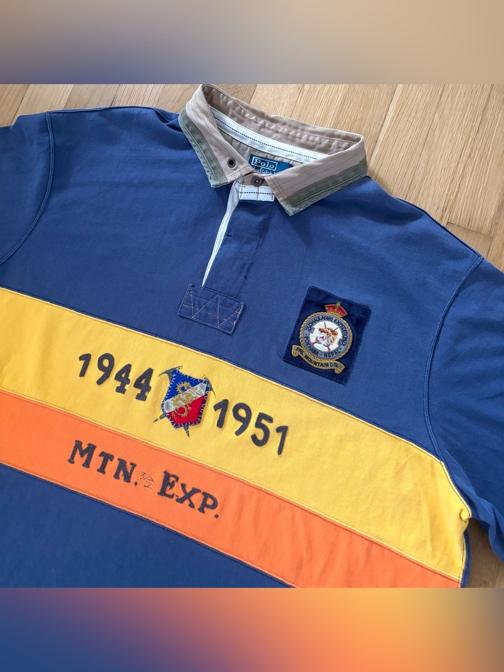 Vintage Polo Ralph Lauren Nepal Mountain Expedition Rugby Shirt Blue 3XLT 1944